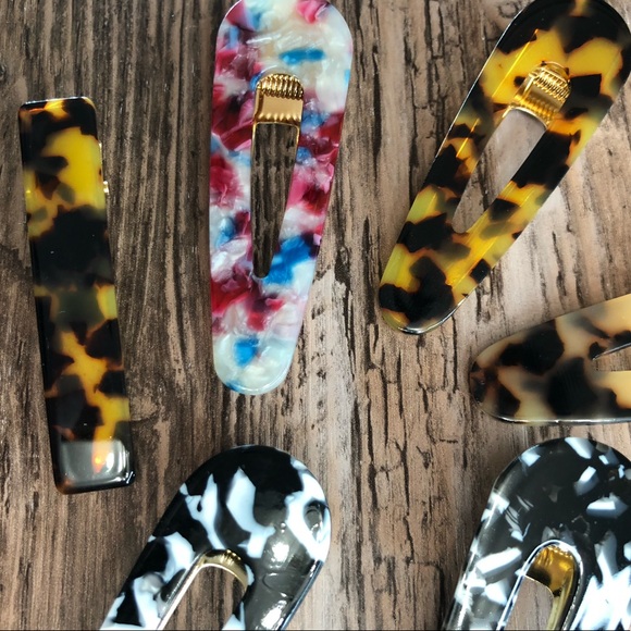 Acrylic Multi-Colored Hair Clips Barette Clips - Picture 2 of 5